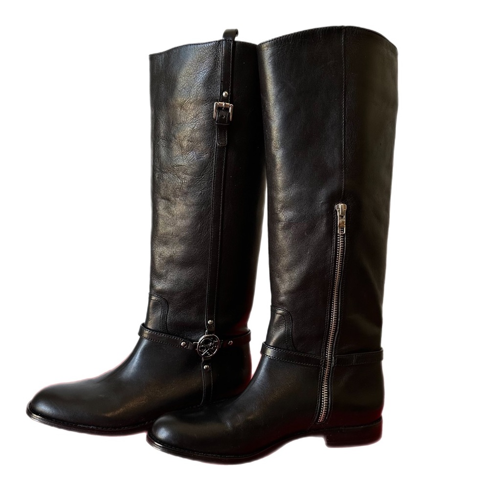 Coach Mulan Calf Knee High Heeled Black Leather Riding Boots 7